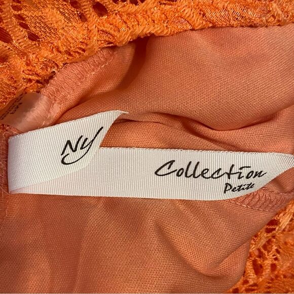 NY Collection Lacy Coral Blouse Short Sleeve Womens Size MP Flowy Lined Lace - Picture 4 of 6